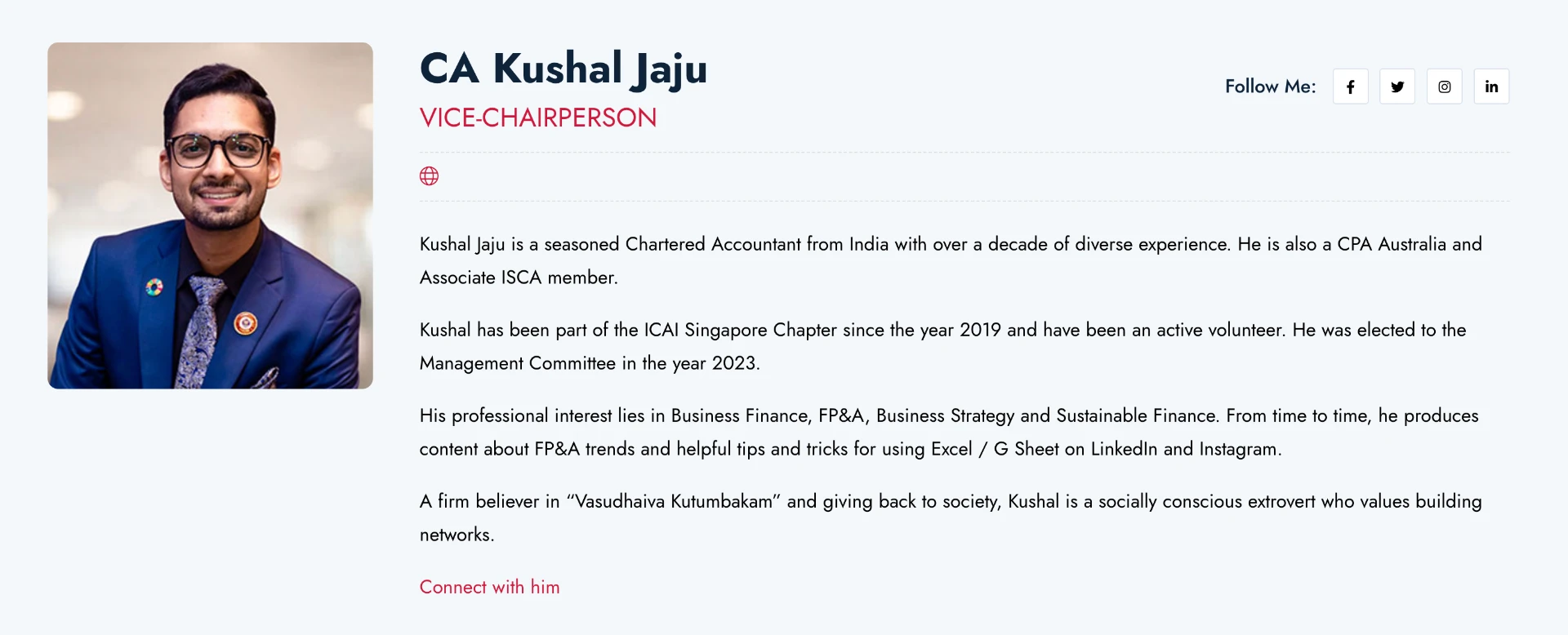 CA Kushal Jaju - Vice Chairperson, ICAI Singapore Chapter